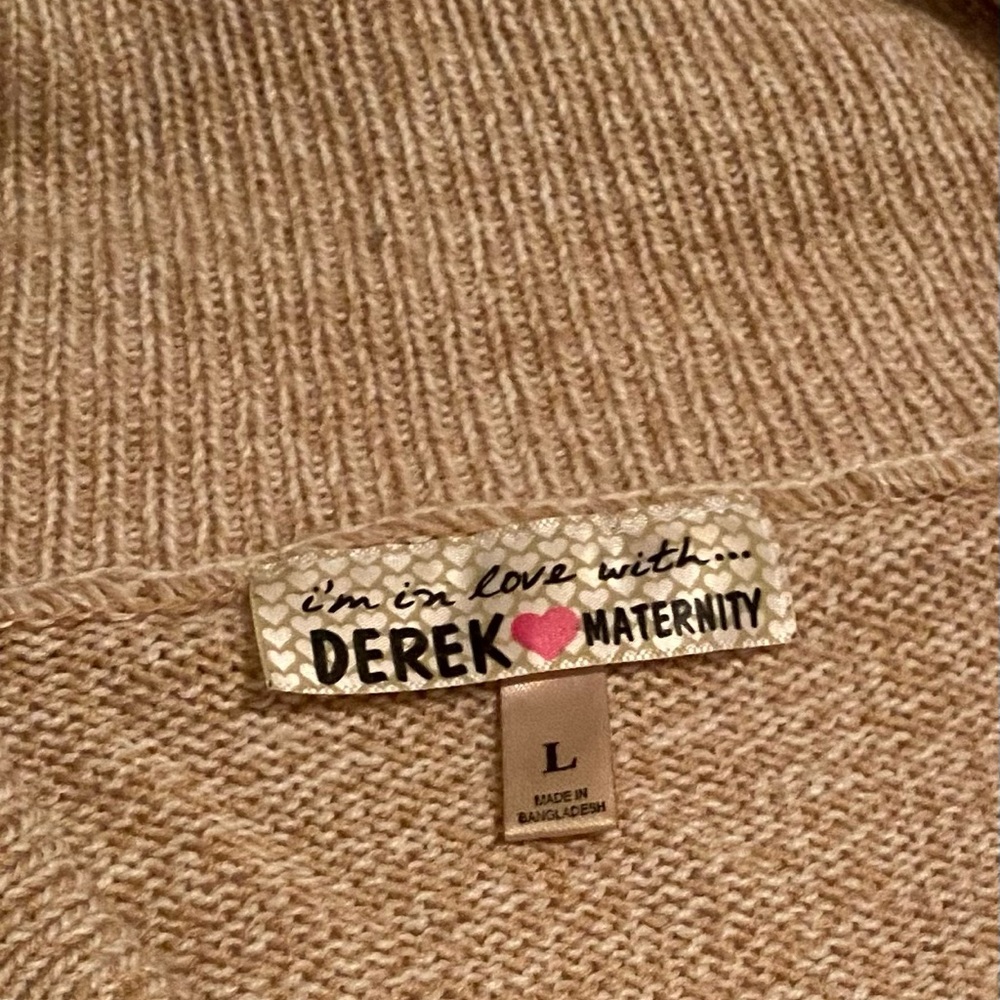 Tan beige and white knitted maternity sweater